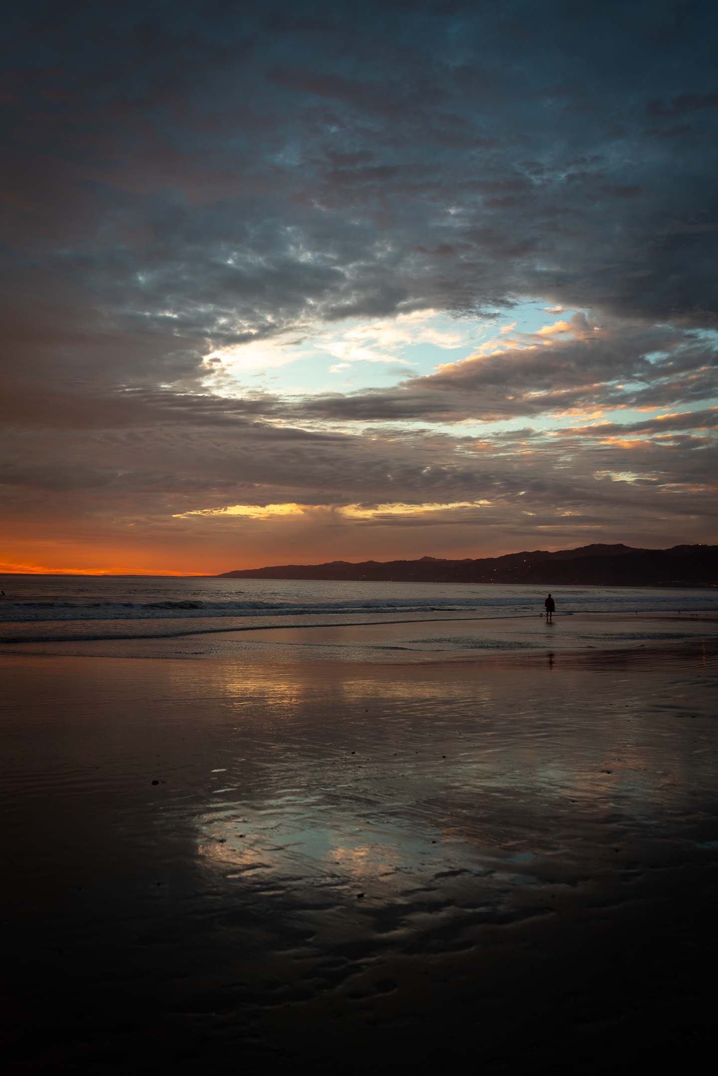 Cinematic blue hour street scene in Los Angeles